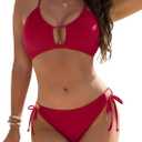 Blooming Jelly Womens Bikini Sets Two Piece Cheeky Swimsuits Curvy Cutout String Bathing Suits
(L, Red)