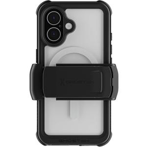 Ghostek Nautical Waterproof Apple iPhone 16 Case with Holster Belt Clip - Screen and Camera Protector, MagSafe Compatible, Rugged Heavy Duty Cover (6.1 Inch, Clear)