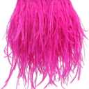Ostrich Feathers Sewing Fringe Trim Ribbon for Crafts Clothes Accessories Latin Wedding Dress DIY  (5 Yards, Fushia/Rose Pink)
