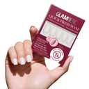 Glamnetic Quick Press Mani - No Glue Press On Nails, Just Peel and Stick, Square Extra Short Nails, Mess Free, Salon Quality Stick On Nails, Porcelain | in 15 Sizes - 30 Nail Kit | Gift For Mom