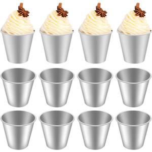 12 Pcs Pudding Molds Flan Molds for Baking Aluminum Baking Cups Muffin Tin Cupcake Mould Nonstick Souffle Darioles Mould