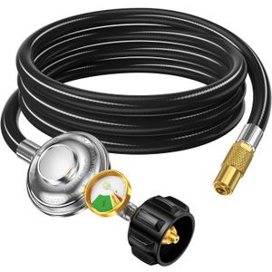 Propane Hose Adapter & Regulator Fit for Blackstone Griddle to Propane Tank, Grill Gas Regulator Line with Gauge, Fit for 17/22 Tabletop Griddle, Pit BOSS 2 Burner Griddles,Blue Rhino Razor Griddles