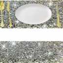 Silver Diamond Rhinestone Encrusted Square Placemats - Set of 2