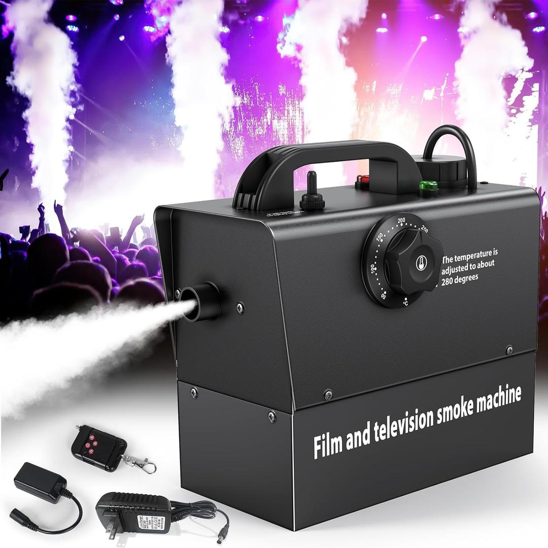 Fog Machine 400W,Stage Smoke Machine Small Portable, Dj Party Manual Control Adjustable Temperature for KTV Wedding Halloween Christmas Photography Outdoor Film Television (Black)