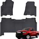 AUXKO All Weather Floor Mat Fit for 2026 2025 Dodge Ram 1500 Crew Cab 5 Seat 2nd Row with Under Seat Storage Box TPE Liner Accessories All Season Guard Odorless Anti-Slip Black