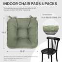 Love's cabin Memory Foam Chair Cushions Set of 4, 15.5"x15.5"x3.5" Indoor & Outdoor Seat Pads for Dining, Kitchen, Office, Patio Chairs - Green