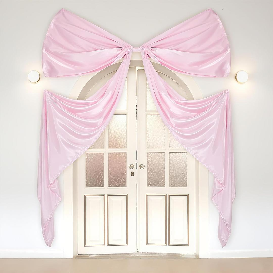 98x70 Inch Christmas Large Pink Bow Party Decorations Christmas Giant Satin Ribbon Bow with Long Streamer Coquette Decoration for Xmas Door Arch Wall Wedding Birthday Holiday Supplies