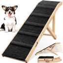 Dog Ramp for Couch, 49" Long Foldable Pet Ramp for Small Large Dogs, Dog Ramps for Bed, High Traction with Platform 6 Adjustable Heights 18" to 21.5" Up to 220LBS, Black (49"X 17inch)