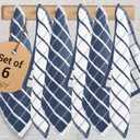 Urban Villa Dish Cloths Terry Cotton Pack of 6, Highly Absorbent Quick Drying Super Soft Premium Dish Towels for Kitchen with Hanging Loop Hand & Tea Towels - 12x12 Inch, (Blue & White, Checks)