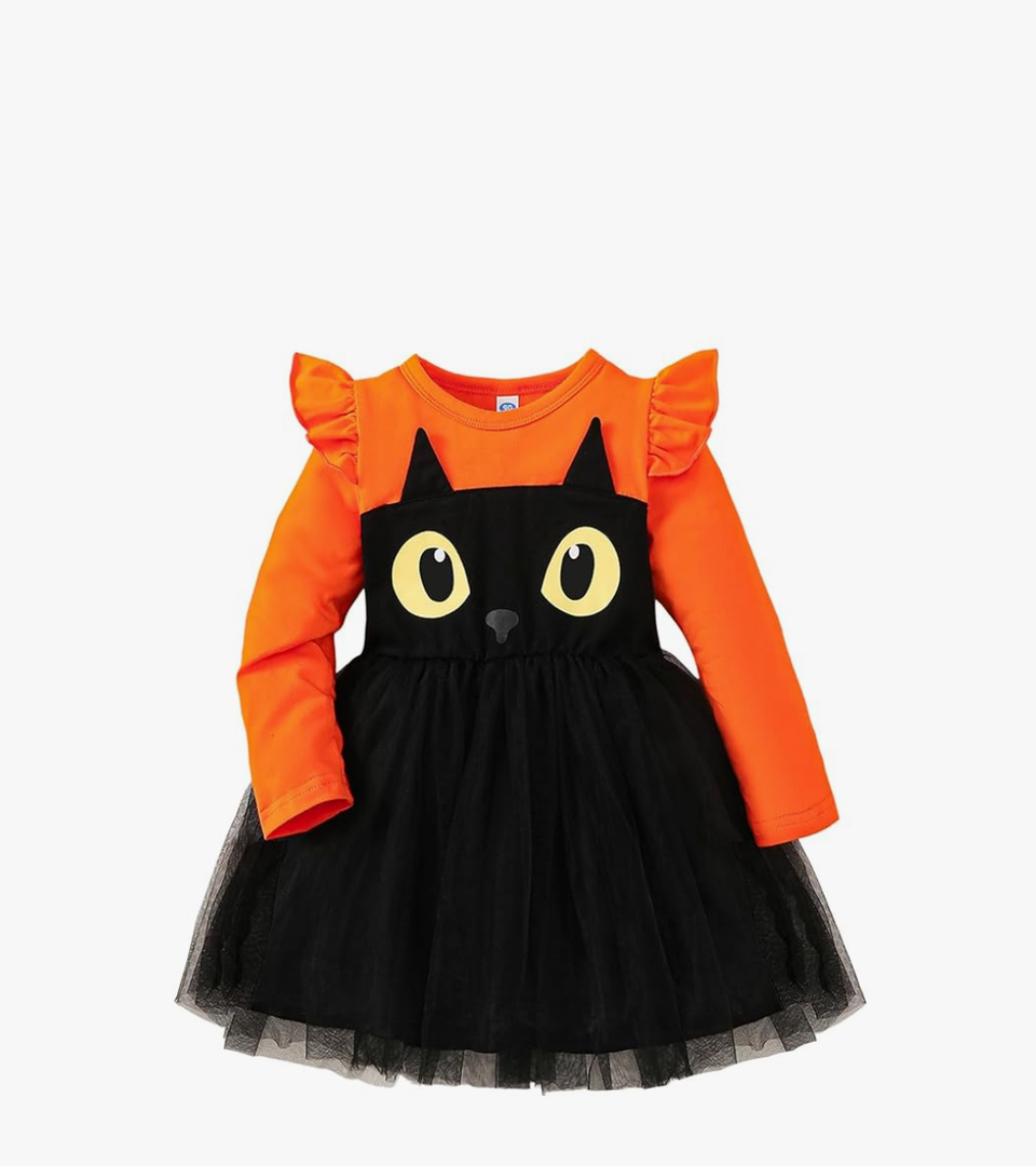 Magic Park Baby Girls Halloween Cat Dress Outfits - Toddler Girl Pumpkin Dresses for Kids, Size 18-24M