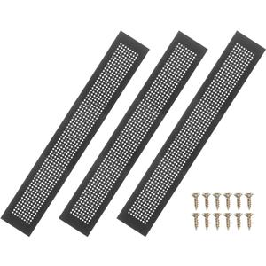 PATIKIL 24 x 3 Inch Door Air Vent Cover, 3 Pcs Aluminum Grille Ventilation Cover Louvered Diamond Hole with Mounting Screws for Cabinet Wardrobe Ceiling Door, Black