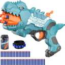 Dinosquad Dinosaur Blasters Toy for Toddlers, 50 Soft Foam Bullets & 5-Dart Rotating Drum, Dino Soft Bullet Blasters for Indoor Outdoor Shooting Game for 6 Year Old Boys Girls and Up