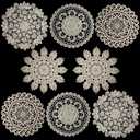 8 Pieces 8 Inch Cotton Lace Doilies Crochet Handmade Lace Coasters Round Lace Placemat Rustic Table Doilies Decors for Kitchen Dining Room Party Dressers Dream Catcher Decoration (Beige) (Beige Combo 1)