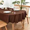 Wolkemer Small Oval Tablecloth 52 x 70 Inch Washable Fabric Table Cloth Solid Chocolate Table Cover for Dining Wedding Party Banquet Tabletop Decoration, Brown