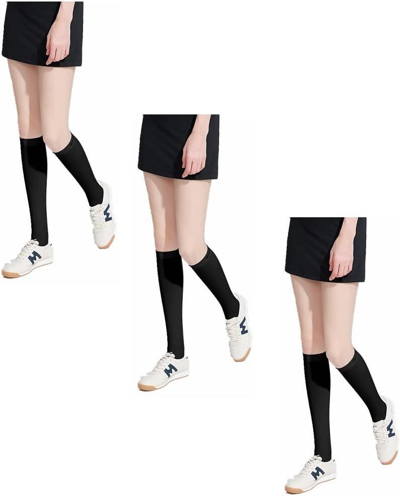 Golf Sun Protection Socks UPF50+ Overknee Stocking Ice Silk Breathable Cool Socks for Women School Outdoor Sports (Black) One Size