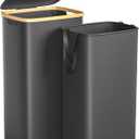 Large Laundry Hamper, 100L Waterproof Laundry Basket with Lid and Removable Bag, Collapsible Tall Clothes Hamper with Bamboo Handles for Clothes Toys in Dorm Bedroom Bathroom, Black