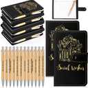 Tenceur 10 Sets Social Worker Appreciation Gifts Bulk Thank You Graduation Gifts for MSW BSW DSW A6 PU Leather Inspirational Notebook with Bamboo Pen Office Supplies (Stylish Style,Black)