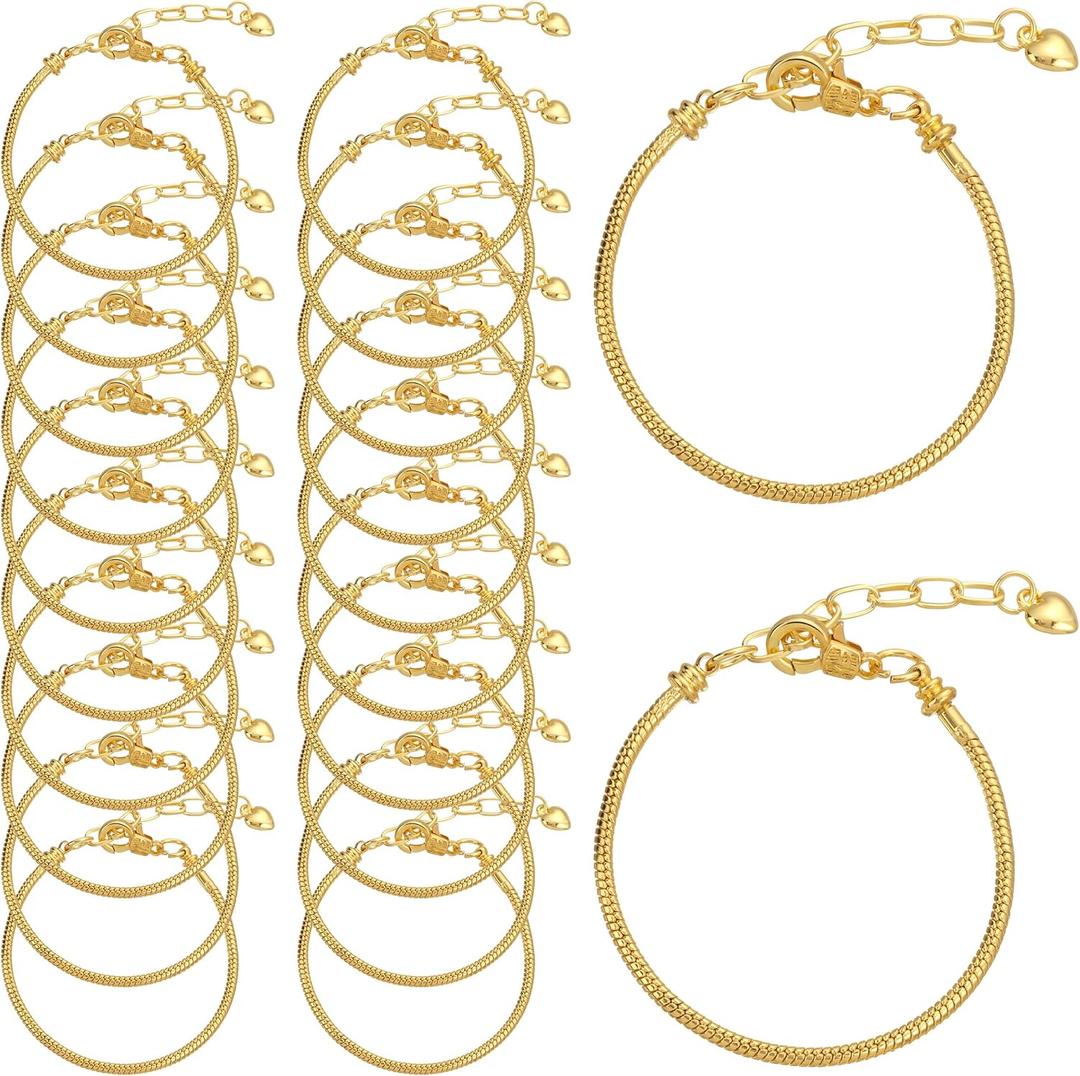 Forise snake chain Charm Bracele (18cm/7.0in, gold)