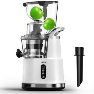 Cold Press Juicer Machine, SiFENE Slow Masticating Juicer, 83mm Wide Chute for Whole Fruits Vegetables, Easy to Clean, High Yield, Non BPA, White