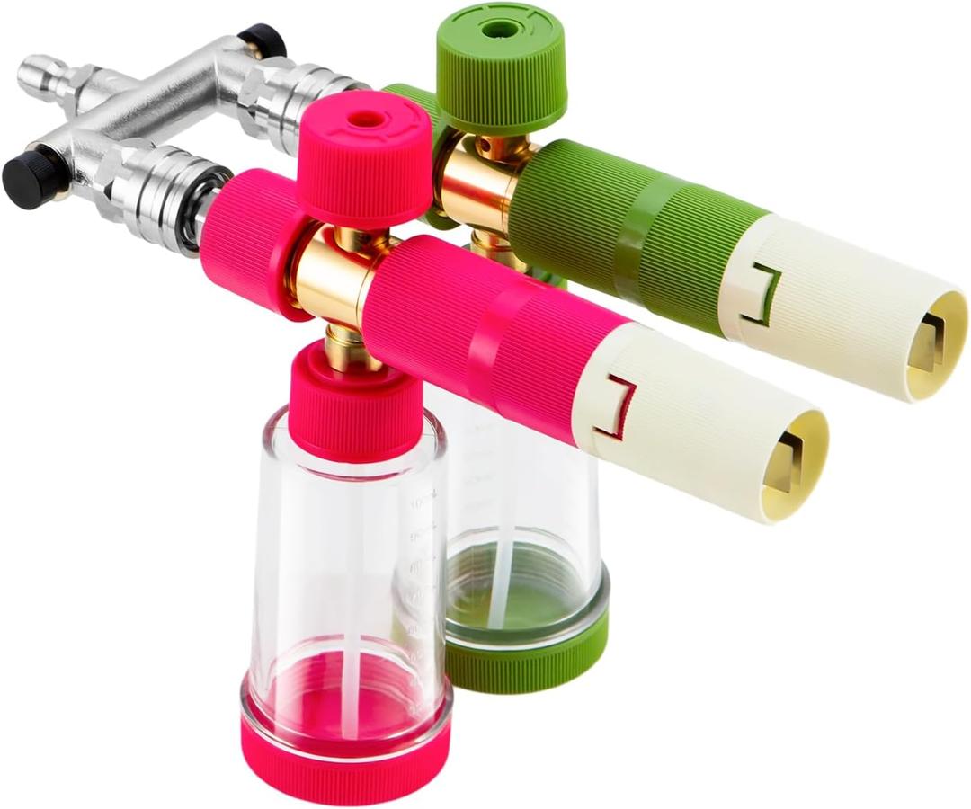 Foam Cannon Dual-Connector Accessory,Pressure Washer Double Tip Attachment for Foam Cannon,Car Wash Cleaning Foam Cannon with 1/4” Quick Connector,2 Small Foam Cannon
