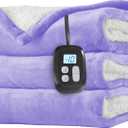 Electric Heated Blanket Full Size 72"x84", Dual-Sided Soft Flannel & Sherpa, LCD Display 10 Heat Settings with 1-12H Timer & Overnight Safe, Bed & Couch, Machine Washable, Light Purple