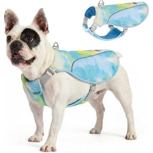 KYEESE Dog Cooling Vest, Breathable Mesh Dog Cooling Shirt for Medium Large Dogs with D-Ring, Sun Protection Reflective Dogs Cooler Jacket with Adjustable Buckle for Summer Hiking Walking, Blue, XL