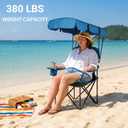 FAIR WIND 2 Pack Portable Canopy Camping Chair 380 LBS Capacity Heavy Duty Oversized Folding Lawn Chair with Sunshade for Beach, Fishing, Sports & Outdoors