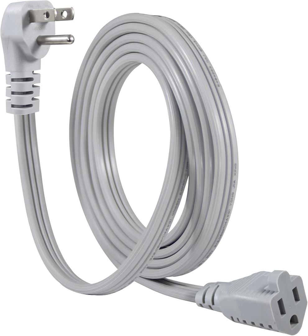 KUNCAN Appliance Power Extension Cord - 3 Prong Flat Wire SPT-3 14 AWG Heavy Duty Male to Female Extender Low Profile Grounded Cable for Major AC Unit, Air Conditioner, Refrigerator (9 Feet)