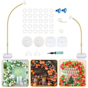 Bazen Upgraded 8.2ft & 5ft Balloon Arch Kit Glod Free Bending Shape Deformation Balloon Column Stand Half Arch Balloon Stand with Base Balloon Arch Frame for Wedding Baby Shower Birthday Decoration
