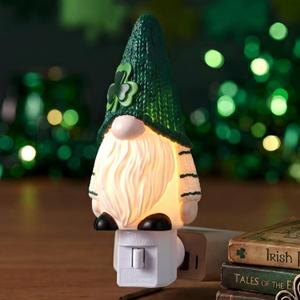 St Patricks Day Gnome Night Light UL Certification Plug-in Wall 360 Degree Swivel Plug with On/Off Switch for Irish March Saint Paddy's Day Gift Home Bathroom Bedroom Hallway Decoration