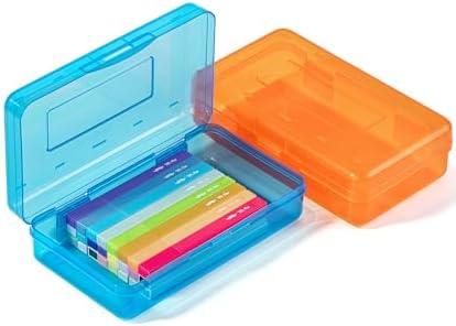 Mr. Pen- Clear Pencil Boxes, 2 Pack, Orange/Blue, Snap-Tight Lid, Plastic Pencil Box Organizer, 7.9"x4.5"x2.4" Mr. Pen- Clear Pencil Boxes, 2 Pack, Orange/Blue, Snap-Tight Lid, Plastic Pencil Box Organizer, 7.9"x4.5"x2.4"