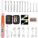 Zcvtbye 18 Size Counting Crochet Hooks Set, Light Up Crochet Hooks for Stitch & Row Counter, Lighted Crochet Needles Kit with Case (Pink, 18 Size)