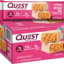 Quest Nutrition Crispy Birthday Cake Hero Protein Bar, 17g Protein, 1g Sugar, 2g Net Carbs, Gluten Free Protein Snack, Keto Friendly, 12 Count, Best Before 06/21/2026