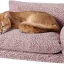 Hollypet Cat Bed Fluffy Plush Mutifuctional Double-Layer Soft Pet Couch Orthopedic Sofa Nest Beds for Small Cats and Dogs, Pink Leopard (21x15x8 inch)