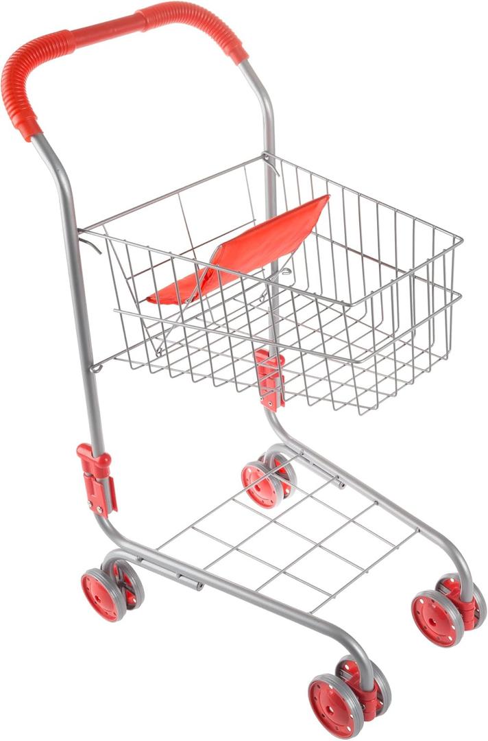 Pretend Play Shopping Cart- Toy Grocery Cart With Pivoting Front Wheels and Folds for Easy Storage for Kids, Boys and Girls By Hey! Play!