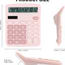 Desk Calculator, Envysun 12-Digit LCD Display Office Calculator  Dual Power, Compact and Lightweight, Easy-to-Read Display, Durable for Business, School, and Home (Pink)