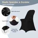Craft And Party 10 Pack Black Spandex Folding Chair Covers, Stretch Polyester Slipcovers for Wedding, Party & Dining Chairs  Flat Front Design, Universal Fit