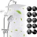 Hibbent cUPC Certified All Metal 10" Rainfall Showerhead Combo, High Pressure Shower Head with 10-Spray Mode Handheld, Innovative 4-way Diverter with Pause Mode, 71'' Shower Hose and Holder, Chrome