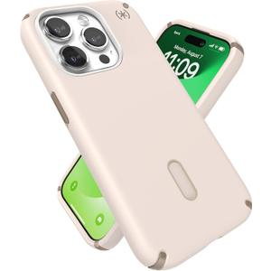 Speck iPhone 15 Pro Case - ClickLock No-Slip Interlock, Built for MagSafe, Drop Protection - Scratch Resistant, Soft Touch 6.1 Inch Phone Case - Presidio2 Pro Bleached Bone/Heirloom Gold/Hazel Brown