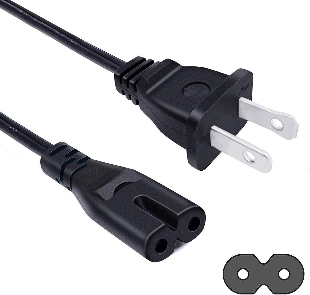 8ft TV Power Cord Replacement for Samsung 24" 32" 40" 43" 48" 49" 50" 55" 60" 65" 75" Inch LCD HD Smart 4K Curved TV UN55RU8000FXZA UN65RU7100FXZA UN43NU6900FXZA 2 Prong Cable