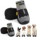 Hcpet Dog Shoes for Dogs, Dog Booties for Dogs, Anti-Slip Dog Boots & Paw Protectors for Hot Pavement Winter Snow Hiking with Reflective Straps Black Size 7, 4PCS