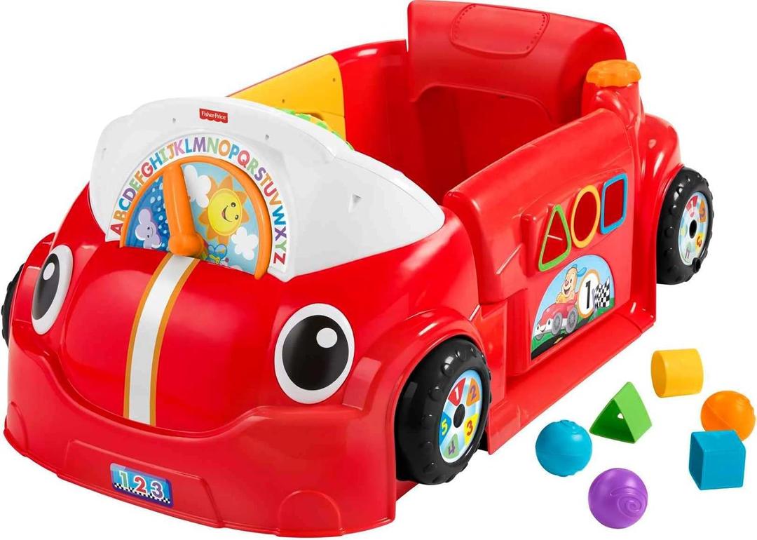 Fisher-Price Baby Toy Laugh & Learn Crawl Around Car Red Activity Center with Educational Music & Lights for Infants Ages 6+ Months