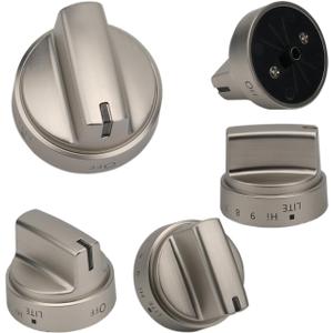 WB03X24818 Gas Stove Knob for GE Stainless Steel Burner Cooktop Control Knobs Compatible with PS11729081 AP5989029 EAP11729081 Range Stove Knob Parts, Not Universal, 5 Pack