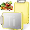 Titanium Cutting Board for Kitchen, Cutting Boards Non Toxic Double Sided Metal Pure Titanium and Wheat Straw PP Chopping Board Food Grade Easy to Clean Large Size 16"*10"*0.9"(Yellow)