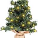 FR 12 Inch Tabletop Christmas Tree,Mini Artificial Christmas Tree,Equipped with LED Lights,Suitable for Desktop Centrepiece,Mantelpiece,Indoor DIY Christmas Decoration