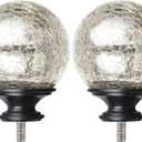 KAMANINA Black Crackle Glass Replacement Finials for 1 Inch Curtain Rods,M6 Standard Screw Curtain Rod Finials, 2 Pack