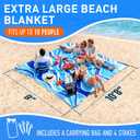 Everlasting Comfort Large Beach Blanket Waterproof & Sandproof - 128 x 108 /10.7ft x 9ft - Lightweight Picnic Mat, Camping Necessities for 10 People - Accessories for Outdoor Festivals - Blue