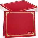 gisgfim 35Pcs Certificate Holders Diploma Covers Single Sided Gold Foil Border Award Certificate Covers for Letter Size 8.5x11 Certificates Cardstock Document Papers Storage Organizer (Bright red)