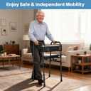 Walkers for Seniors with Seat, Portable Walker with Adjustable Height, 31.4-38.1 Inches, Mobility Aid for Adults, Elderly, and Handicapped, Foldable, Aluminum Frame with Storage Bag, Only 6.6LBS