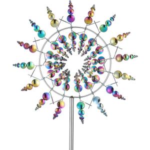 Magical 3D Wind Spinners Outdoor, 360 Metal Windmills for Yard Garden, 12.6 inches Wind Powered Wind Catchers Sculptures and Spinners for Yard Garden Patio Decoration(Colorful) (Colorful)